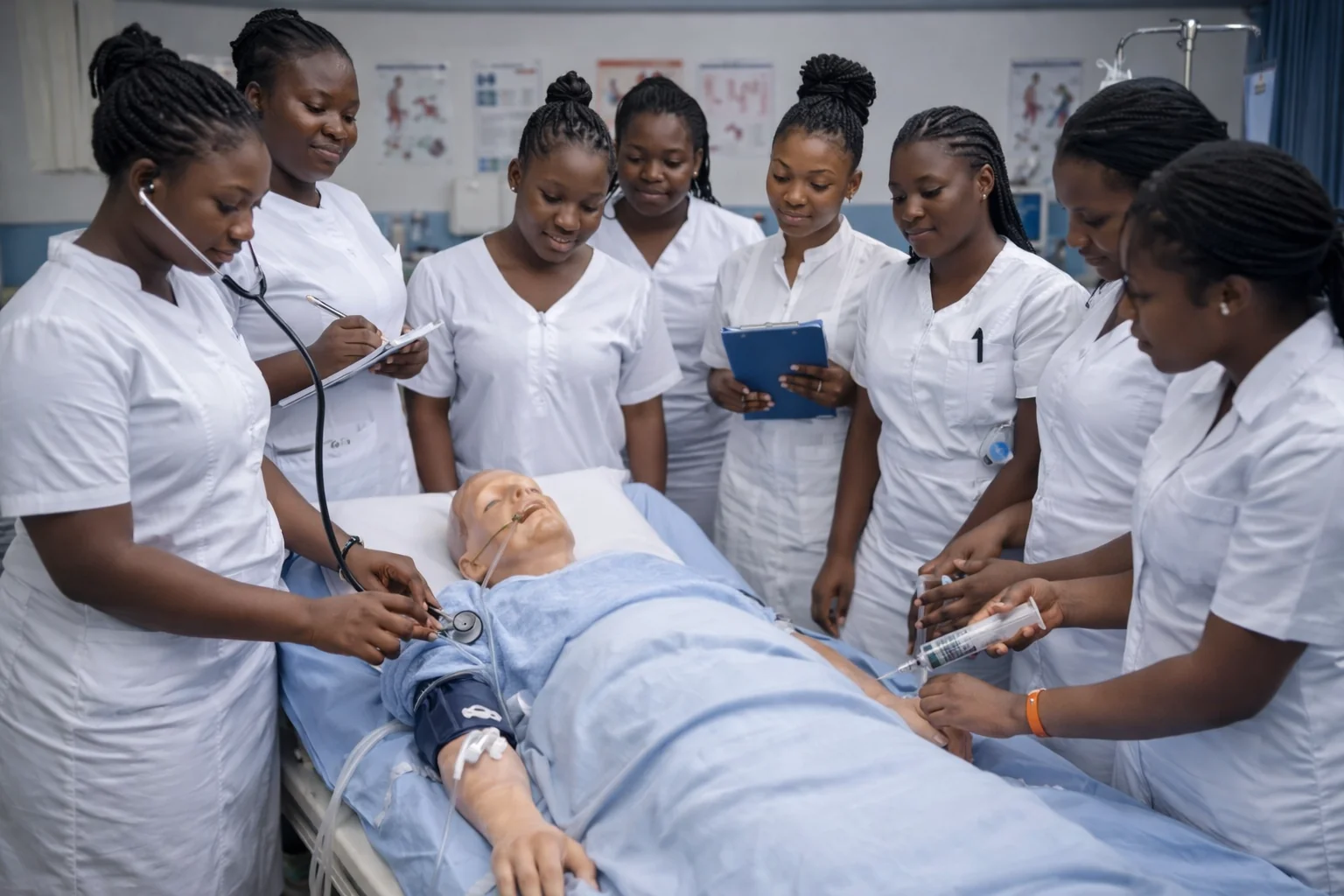 Students Learning Practical Nursing Skills